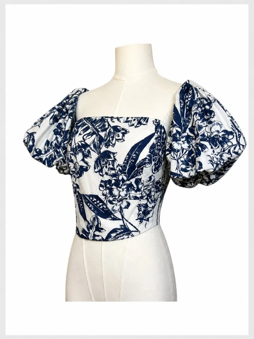 Abercrombie & Fitch Off Shoulder Puff Sleeve Floral Crop Top XL